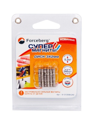 Неодимовый магнит-диск 3х2 мм 240  шт Forceberg (3